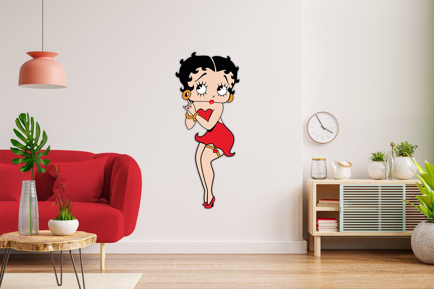 Interior wall mockup with sofa and cabinet in living room with e